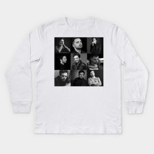 Sebastian Stan - Collage black and white Leo zodiac Kids Long Sleeve T-Shirt